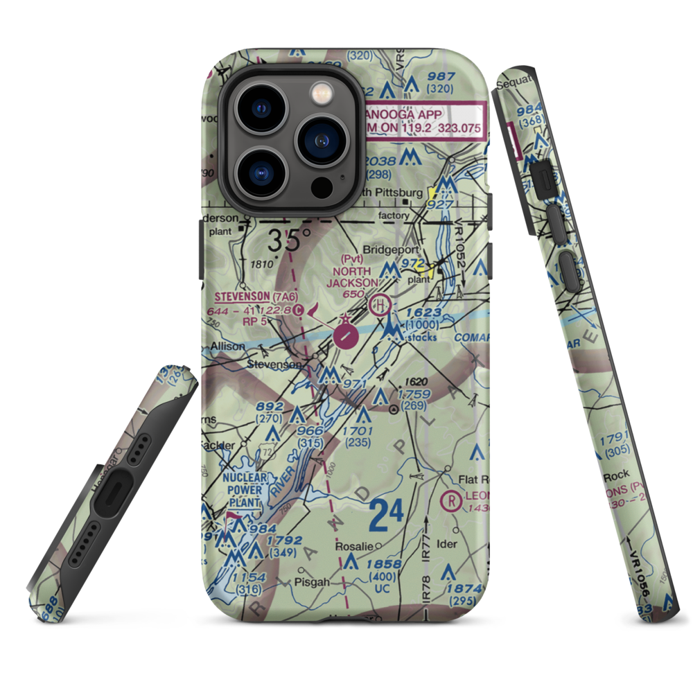 Stevenson Airport (7A6) VFR Sectional  Tough iPhone Case iPhone 14 Pro Max model shown