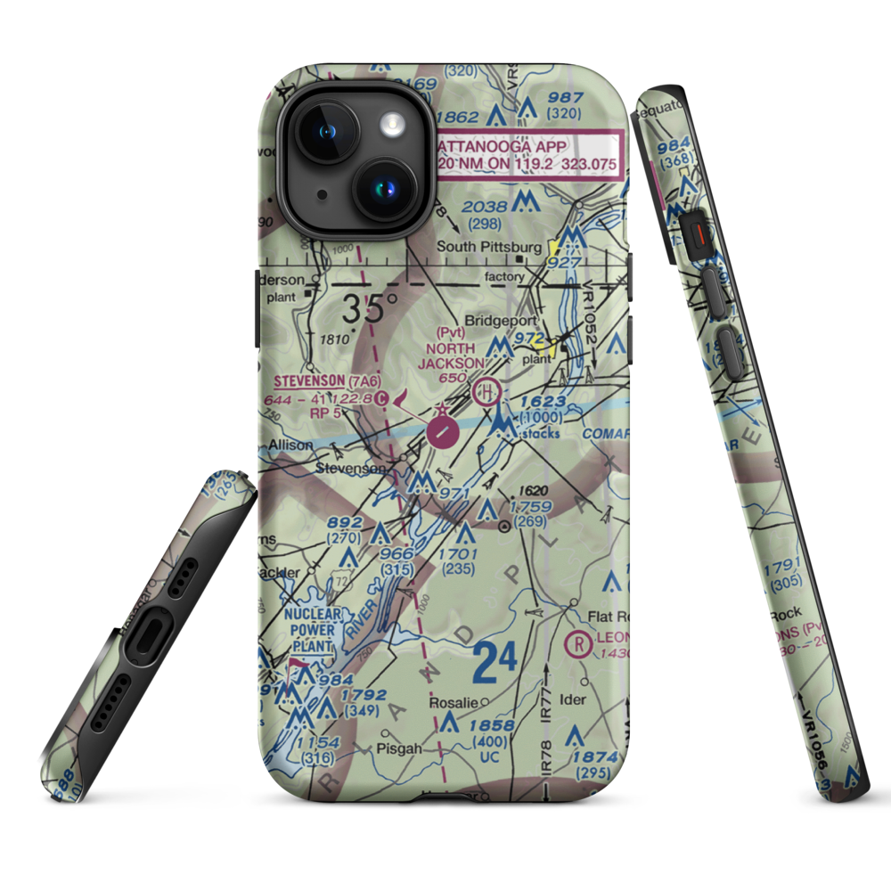 Stevenson Airport (7A6) VFR Sectional  Tough iPhone Case iPhone 15 Plus model shown