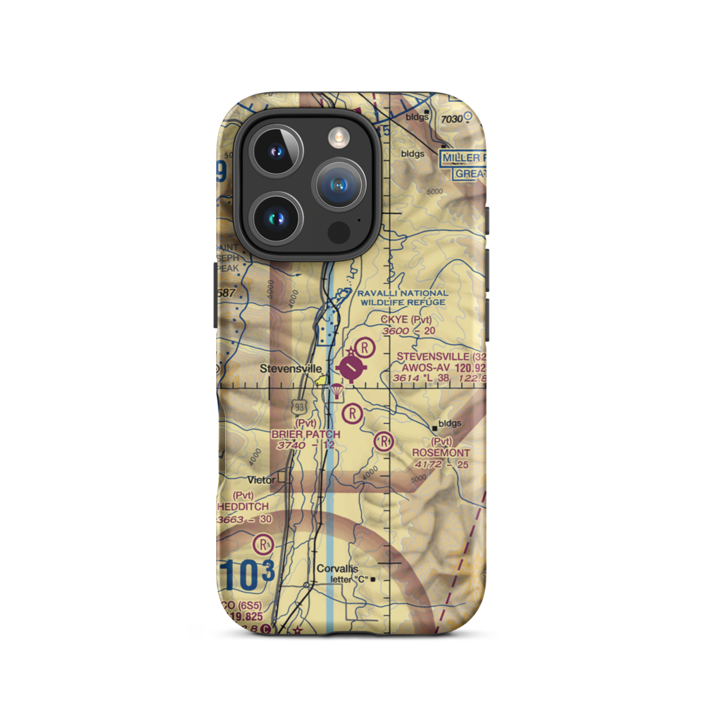 Stevensville Airport (32S) VFR Sectional  Tough iPhone Case iPhone 16 Pro model shown