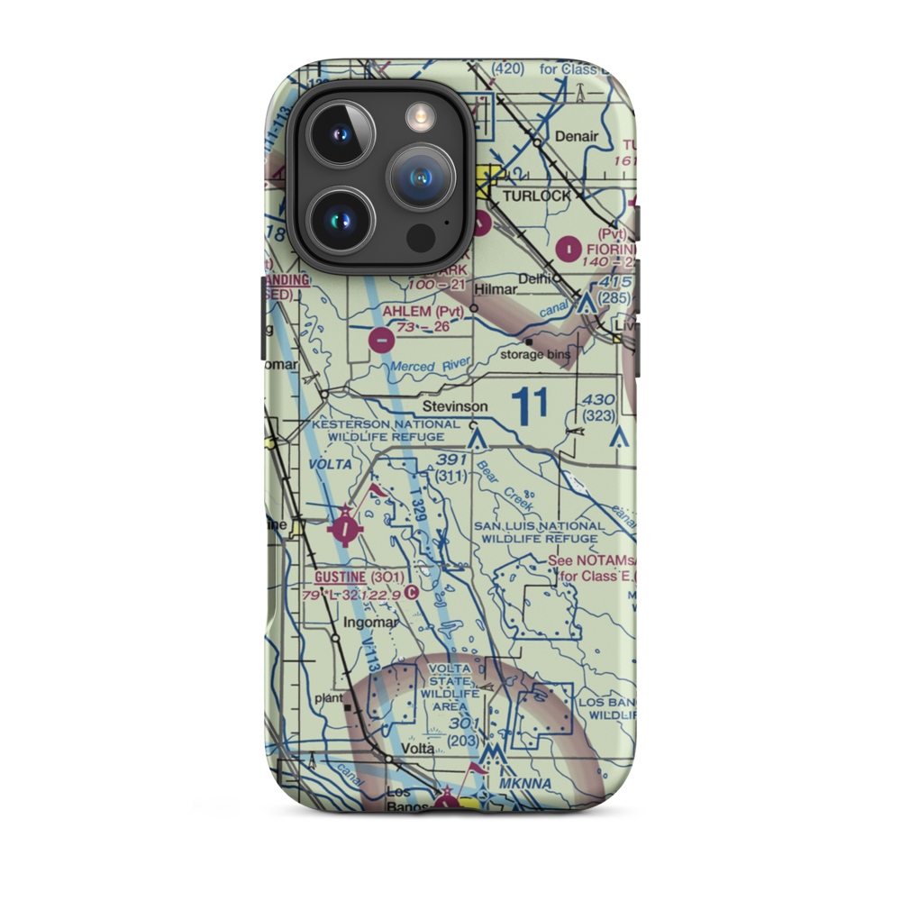 Stevinson Strip (CA45) VFR Sectional  Tough iPhone Case iPhone 16 Pro Max model shown