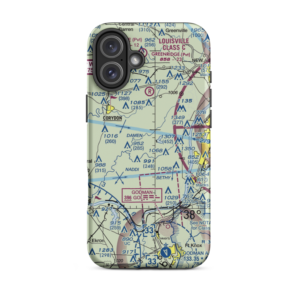 Stewart Airport (IN68) VFR Sectional  Tough iPhone Case iPhone 16 Plus model shown