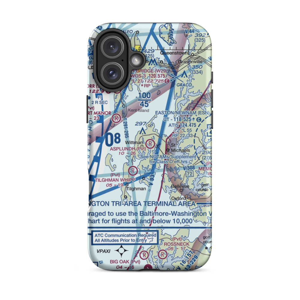 Stewart Airport (MD64) VFR Sectional  Tough iPhone Case iPhone 16 Plus model shown