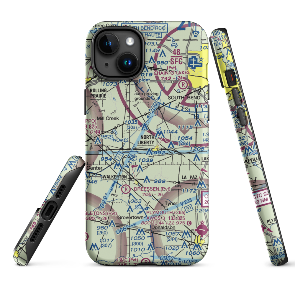 Stewarts Green Acres Airport (IN38) VFR Sectional  Tough iPhone Case iPhone 15 Plus model shown