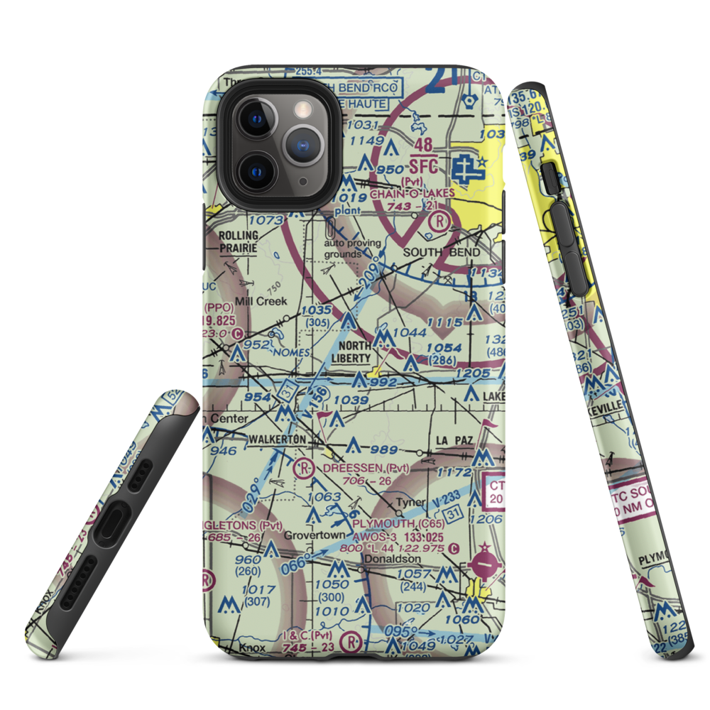 Stewarts Green Acres Airport (IN38) VFR Sectional  Tough iPhone Case iPhone 11 Pro Max model shown