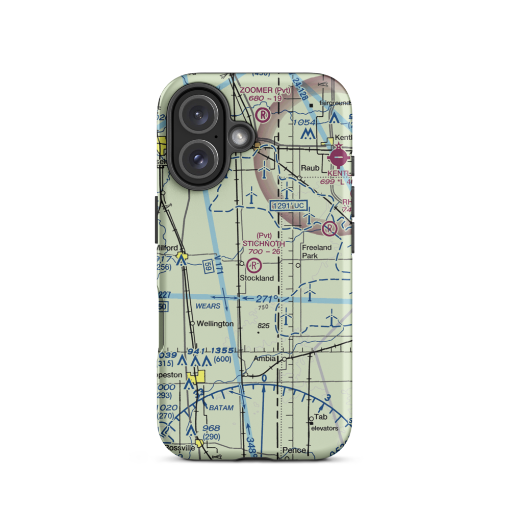 Stichnoth RLA Airport (68IL) VFR Sectional  Tough iPhone Case iPhone 16 model shown