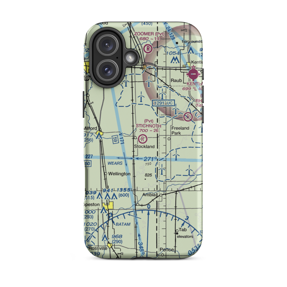 Stichnoth RLA Airport (68IL) VFR Sectional  Tough iPhone Case iPhone 16 Plus model shown