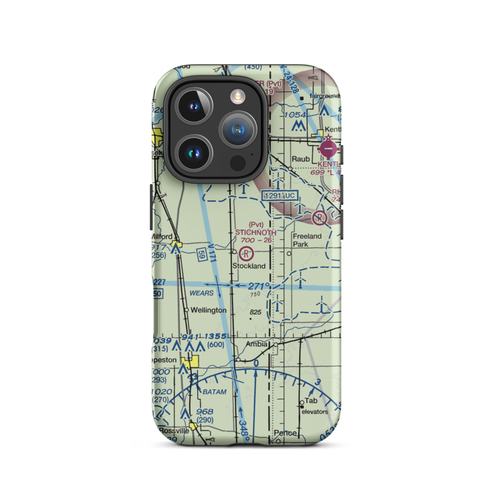 Stichnoth RLA Airport (68IL) VFR Sectional  Tough iPhone Case iPhone 16 Pro model shown