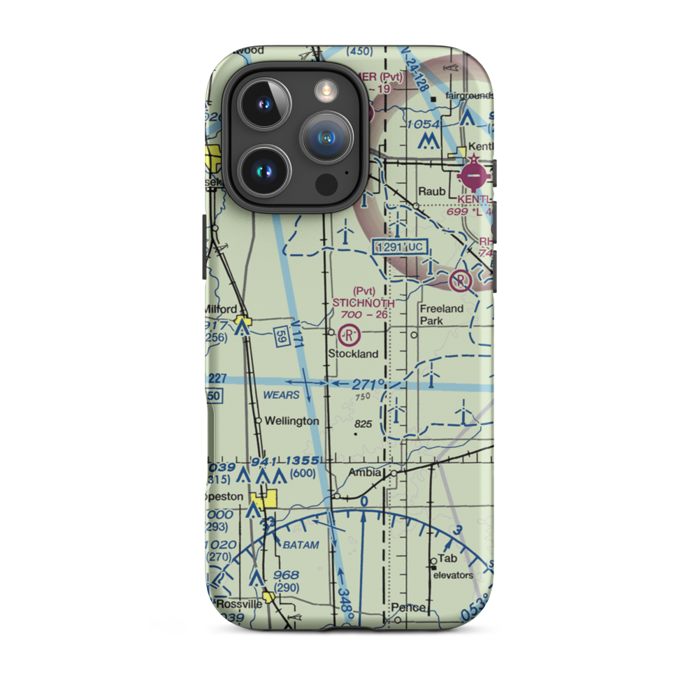 Stichnoth RLA Airport (68IL) VFR Sectional  Tough iPhone Case iPhone 16 Pro Max model shown