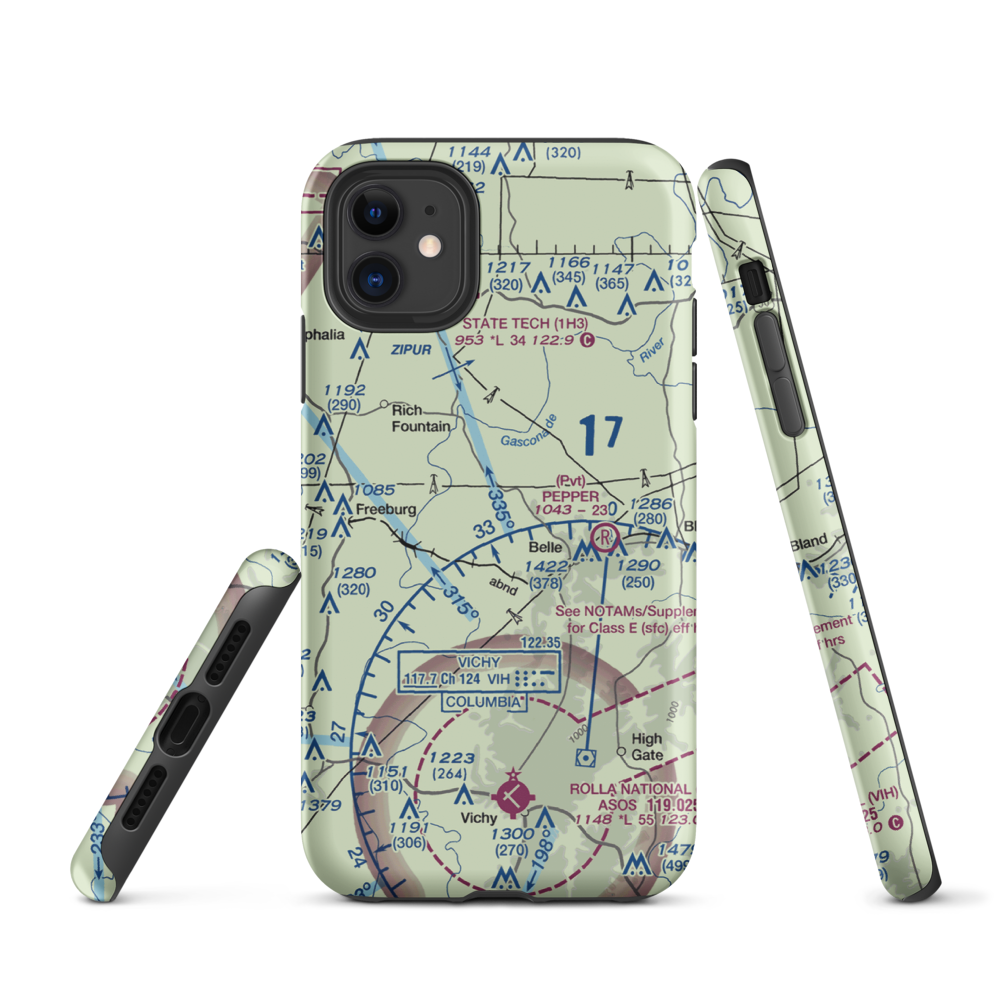 Stickle Cattle Farms Airport (MO78) VFR Sectional  Tough iPhone Case iPhone 11 model shown