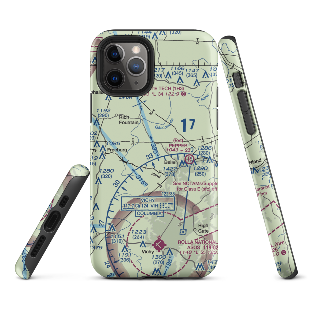 Stickle Cattle Farms Airport (MO78) VFR Sectional  Tough iPhone Case iPhone 11 Pro model shown