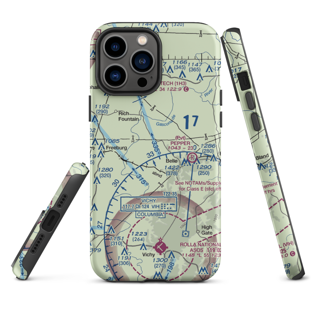 Stickle Cattle Farms Airport (MO78) VFR Sectional  Tough iPhone Case iPhone 13 Pro Max model shown