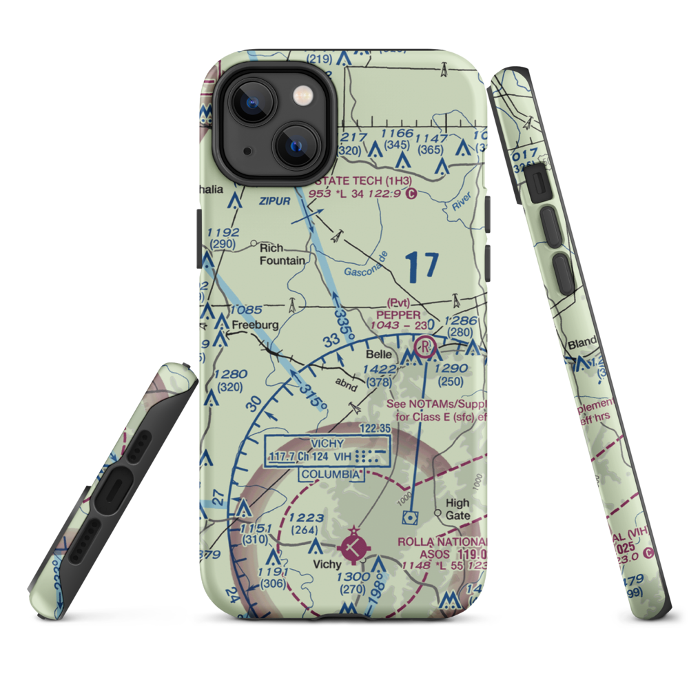 Stickle Cattle Farms Airport (MO78) VFR Sectional  Tough iPhone Case iPhone 14 Plus model shown