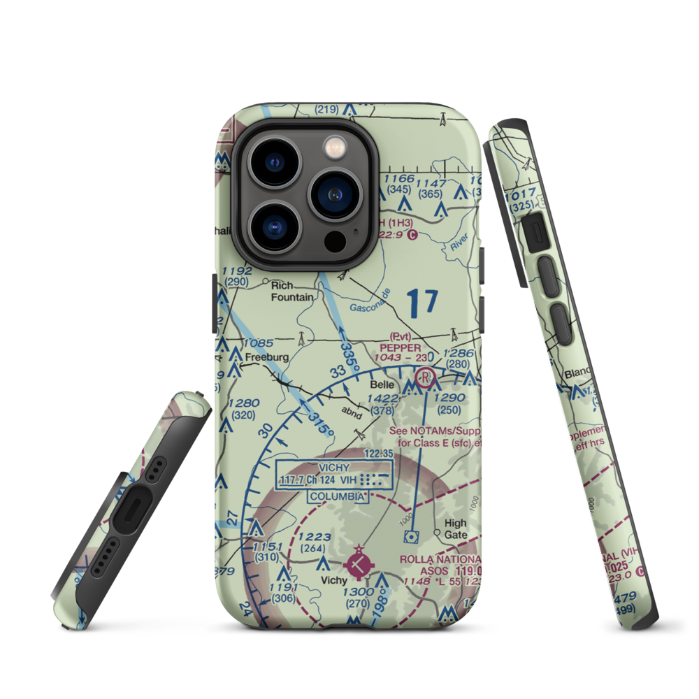 Stickle Cattle Farms Airport (MO78) VFR Sectional  Tough iPhone Case iPhone 14 Pro model shown
