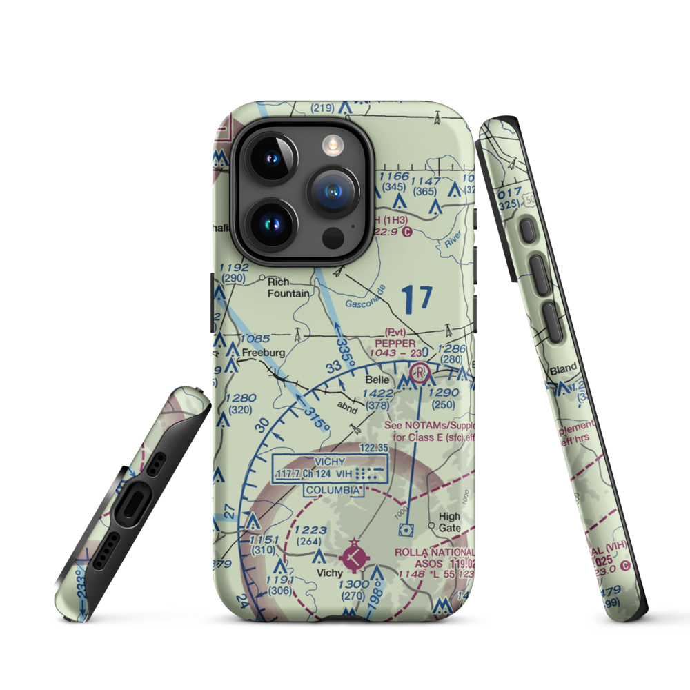 Stickle Cattle Farms Airport (MO78) VFR Sectional  Tough iPhone Case iPhone 15 Pro model shown