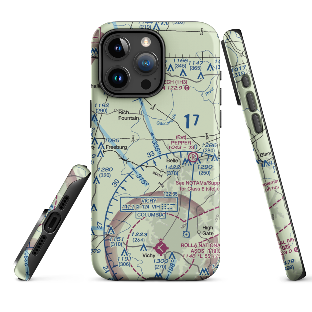 Stickle Cattle Farms Airport (MO78) VFR Sectional  Tough iPhone Case iPhone 15 Pro Max model shown