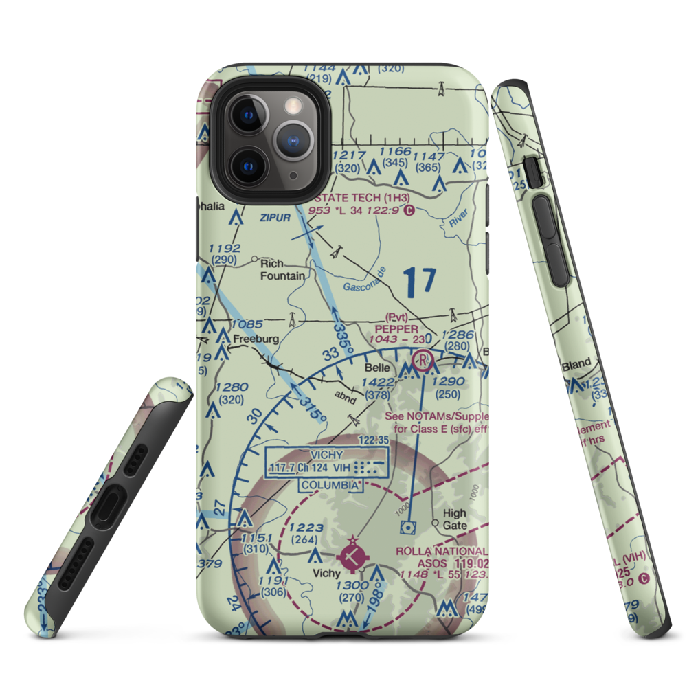 Stickle Cattle Farms Airport (MO78) VFR Sectional  Tough iPhone Case iPhone 11 Pro Max model shown