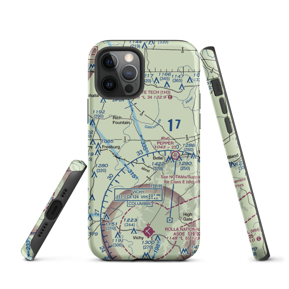 Stickle Cattle Farms Airport (MO78) VFR Sectional  Tough iPhone Case iPhone 12 Pro model shown