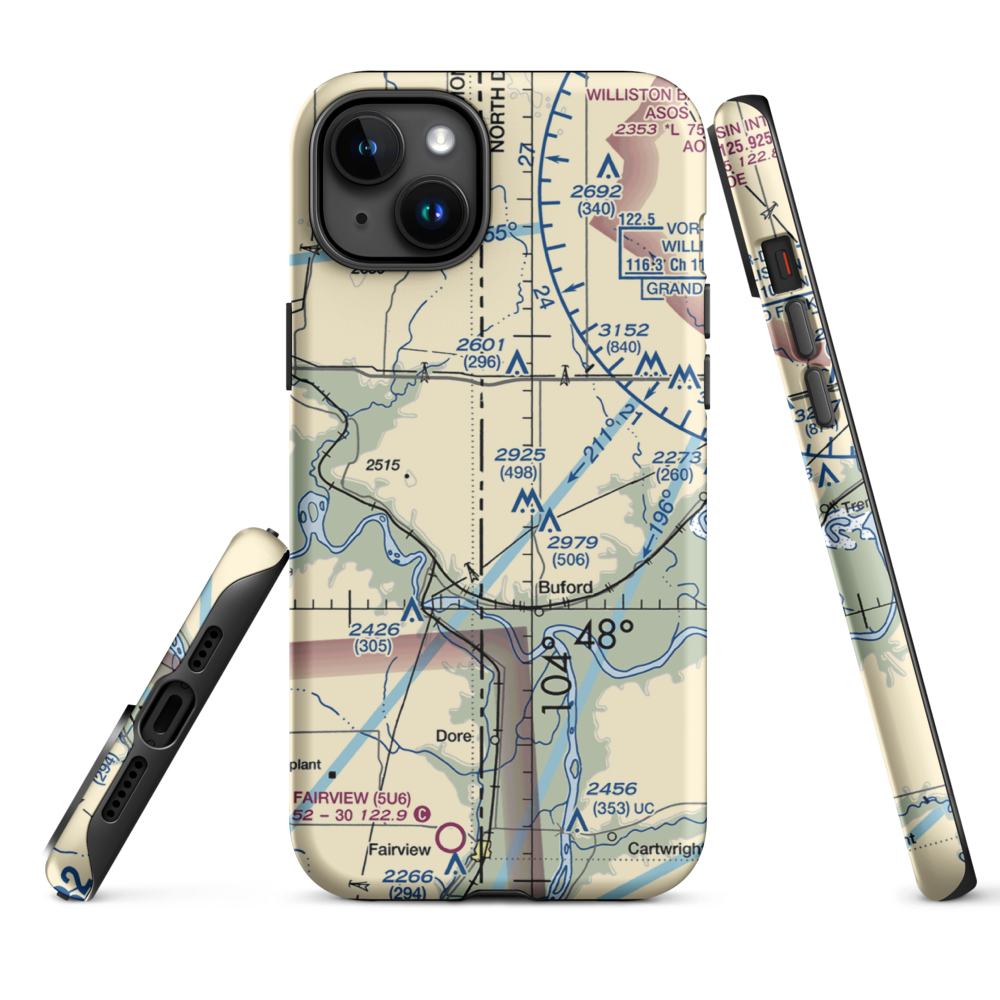 Stiehl Airport (5ND0) VFR Sectional  Tough iPhone Case iPhone 15 Plus model shown