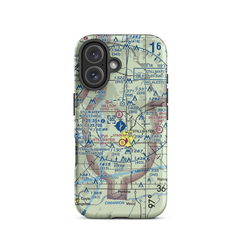 Stillwater Regional Airport (SWO) VFR Sectional  Tough iPhone Case iPhone 16 model shown