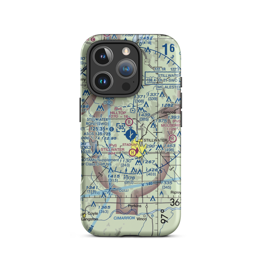 Stillwater Regional Airport (SWO) VFR Sectional  Tough iPhone Case iPhone 16 Pro model shown