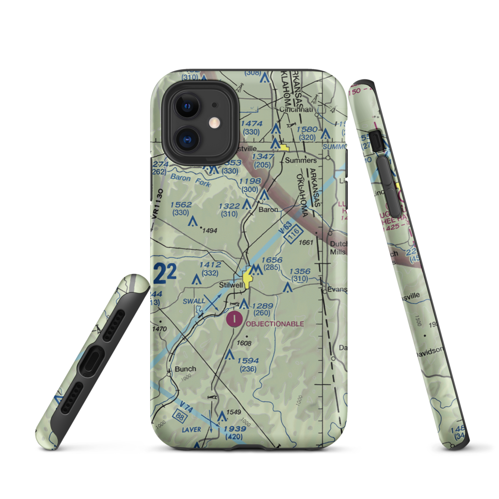 Stilwell Airport (45OL) VFR Sectional  Tough iPhone Case iPhone 11 model shown
