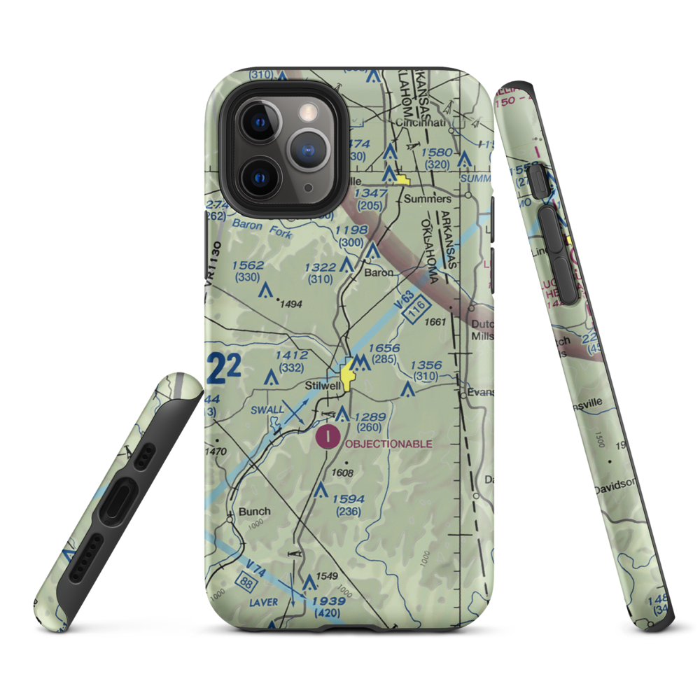 Stilwell Airport (45OL) VFR Sectional  Tough iPhone Case iPhone 11 Pro model shown