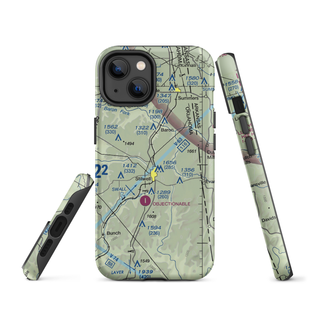 Stilwell Airport (45OL) VFR Sectional  Tough iPhone Case iPhone 14 model shown