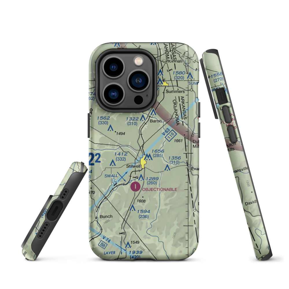 Stilwell Airport (45OL) VFR Sectional  Tough iPhone Case iPhone 14 Pro model shown