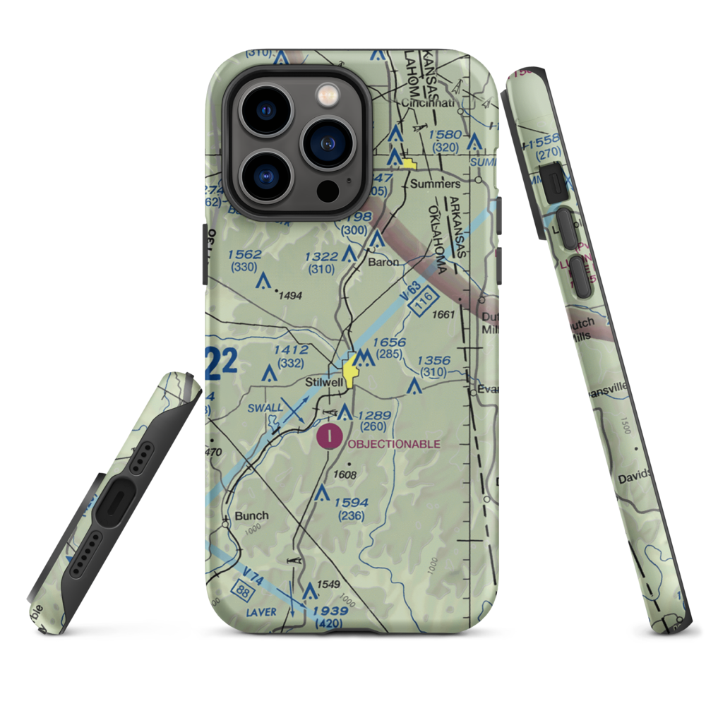 Stilwell Airport (45OL) VFR Sectional  Tough iPhone Case iPhone 14 Pro Max model shown