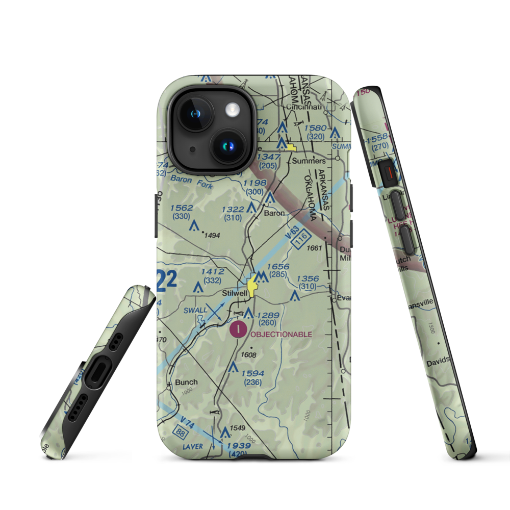 Stilwell Airport (45OL) VFR Sectional  Tough iPhone Case iPhone 15 model shown
