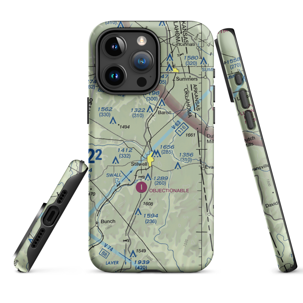 Stilwell Airport (45OL) VFR Sectional  Tough iPhone Case iPhone 15 Pro Max model shown