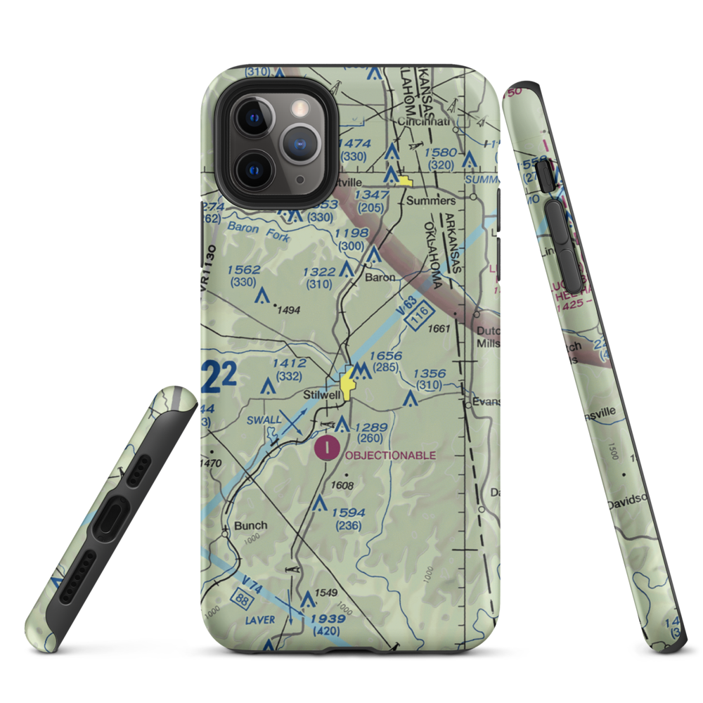 Stilwell Airport (45OL) VFR Sectional  Tough iPhone Case iPhone 11 Pro Max model shown