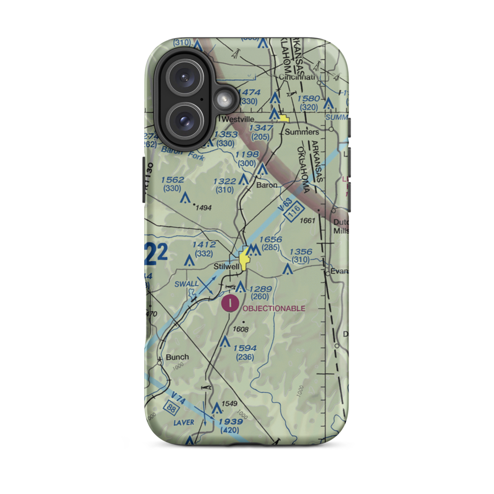 Stilwell Airport (45OL) VFR Sectional  Tough iPhone Case iPhone 16 Plus model shown