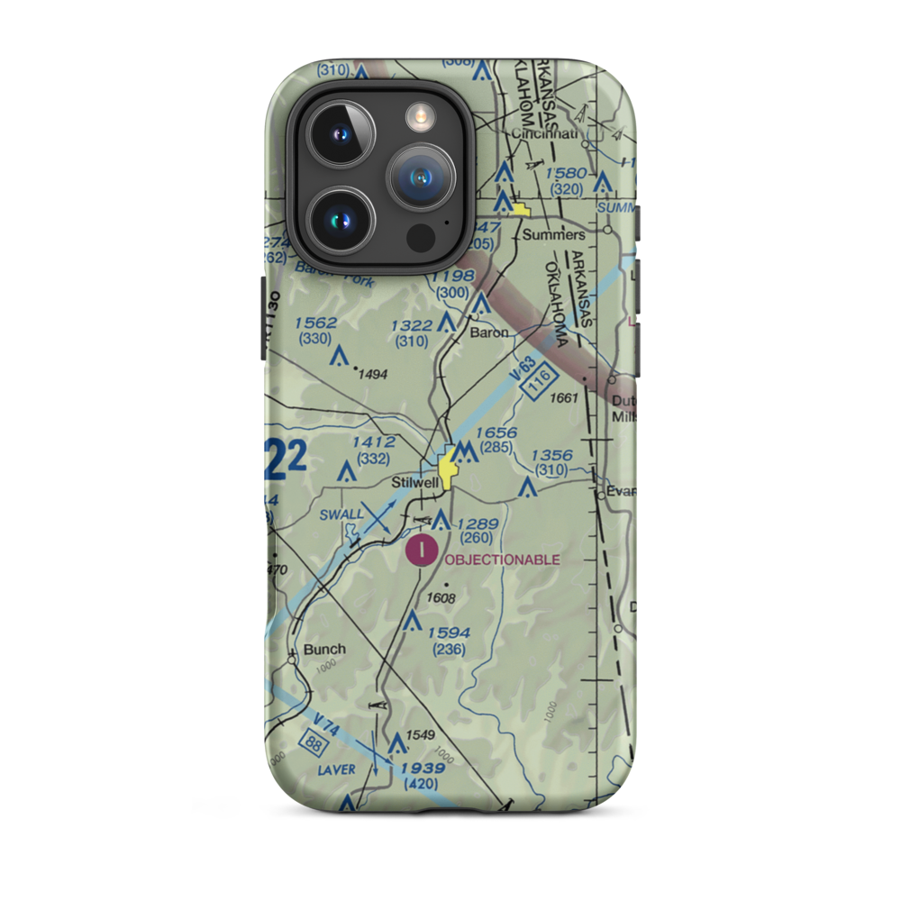 Stilwell Airport (45OL) VFR Sectional  Tough iPhone Case iPhone 16 Pro Max model shown
