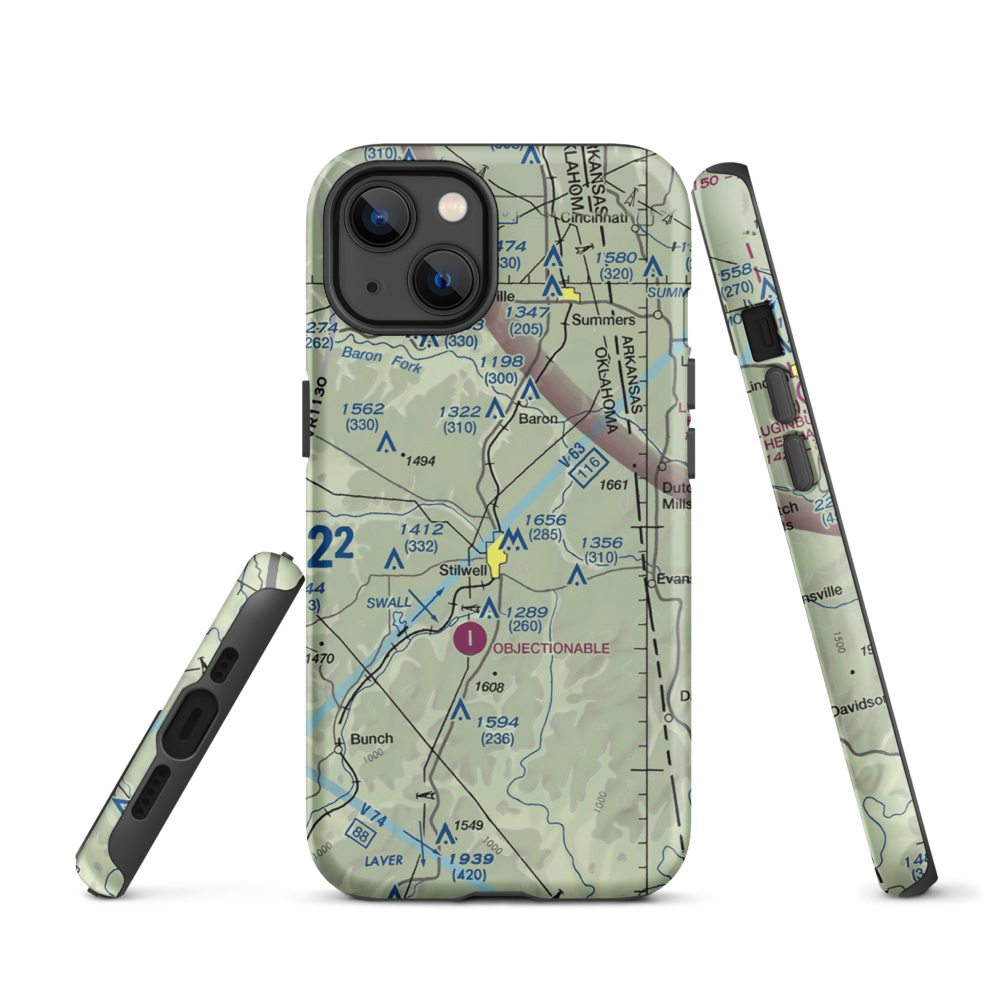 Stilwell Airport (45OL) VFR Sectional  Tough iPhone Case iPhone 13 model shown