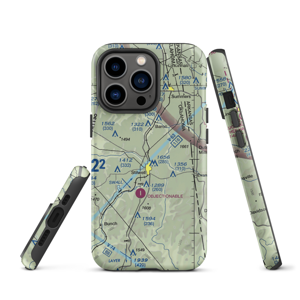 Stilwell Airport (45OL) VFR Sectional  Tough iPhone Case iPhone 13 Pro model shown