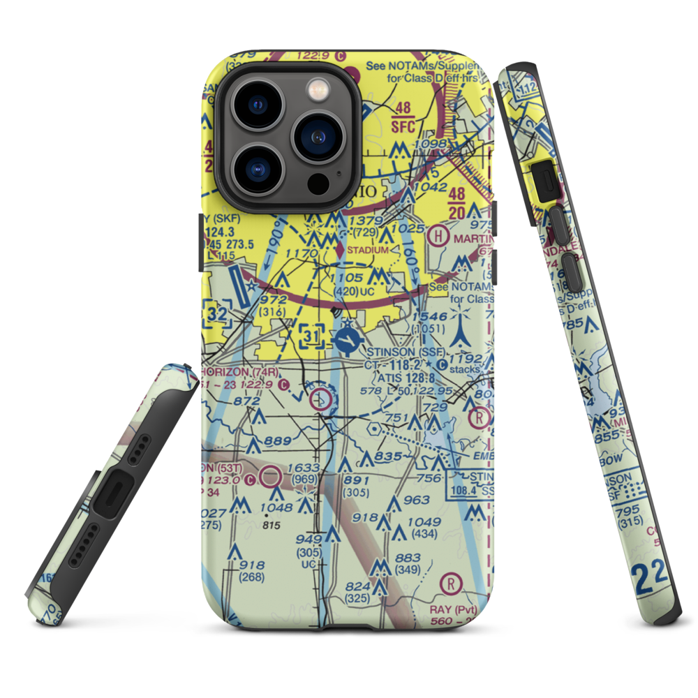 Stinson Municipal Airport (SSF) VFR Sectional  Tough iPhone Case iPhone 13 Pro Max model shown