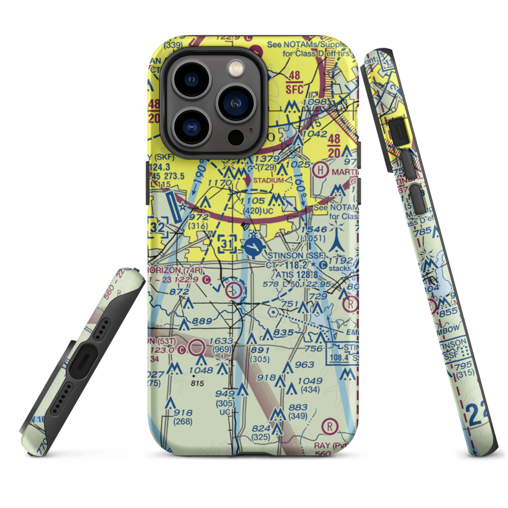 Stinson Municipal Airport (SSF) VFR Sectional  Tough iPhone Case iPhone 14 Pro Max model shown
