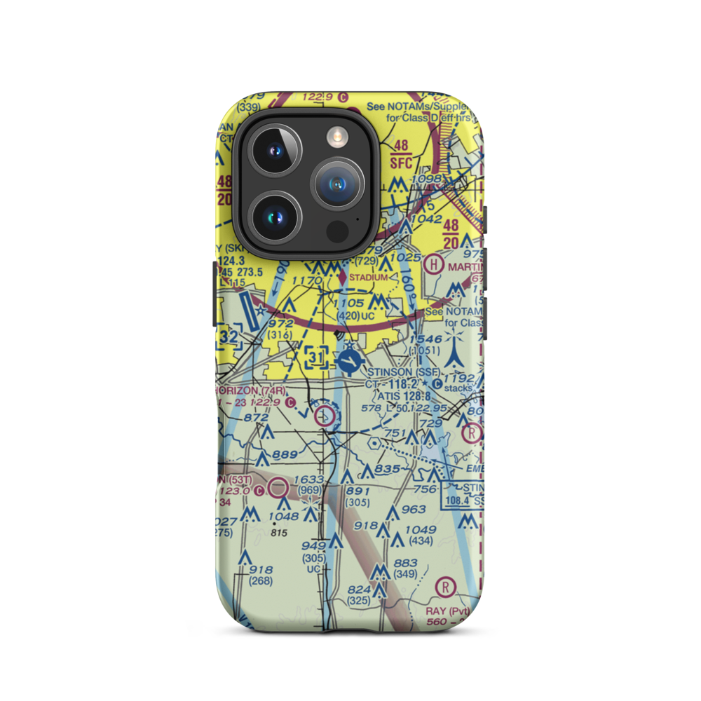 Stinson Municipal Airport (SSF) VFR Sectional  Tough iPhone Case iPhone 16 Pro model shown