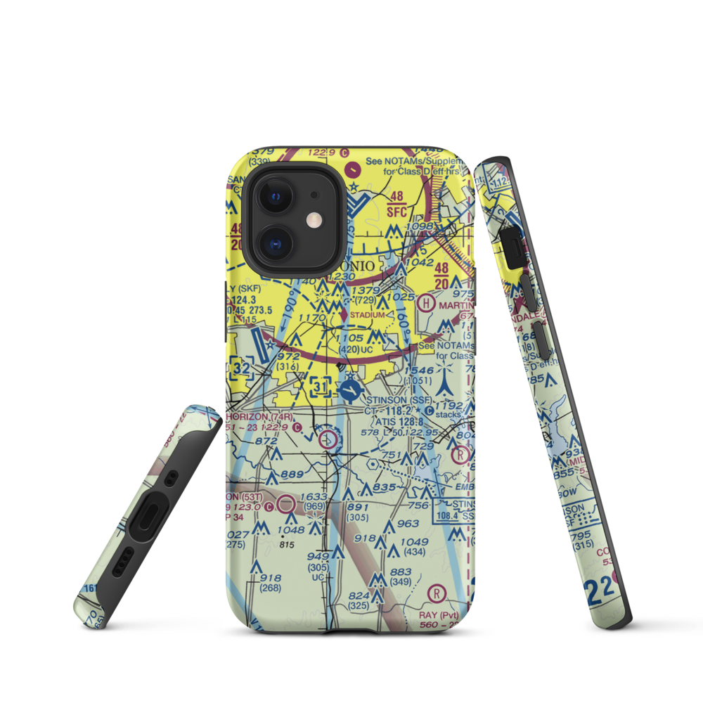 Stinson Municipal Airport (SSF) VFR Sectional  Tough iPhone Case iPhone 12 mini model shown