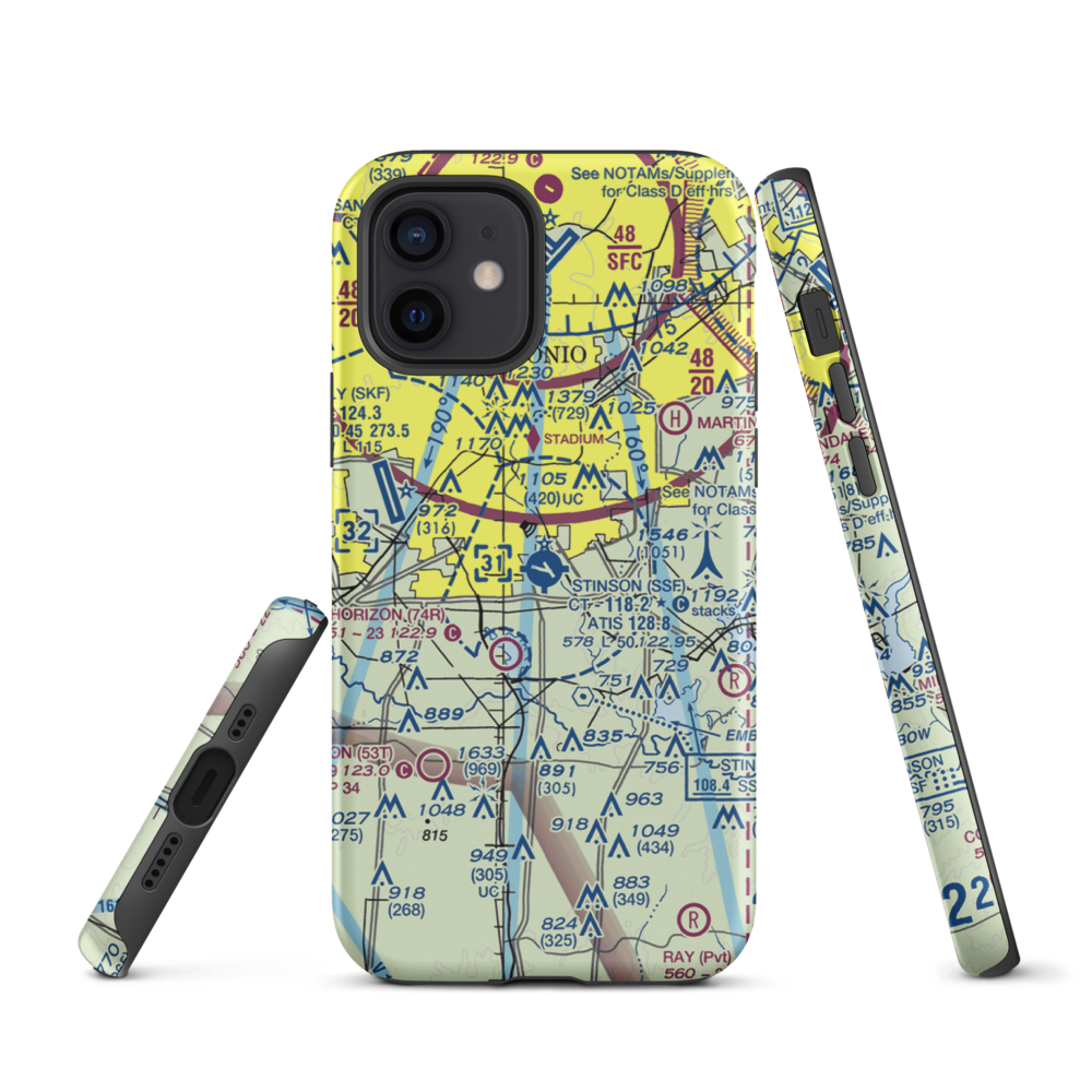 Stinson Municipal Airport (SSF) VFR Sectional  Tough iPhone Case iPhone 12 model shown