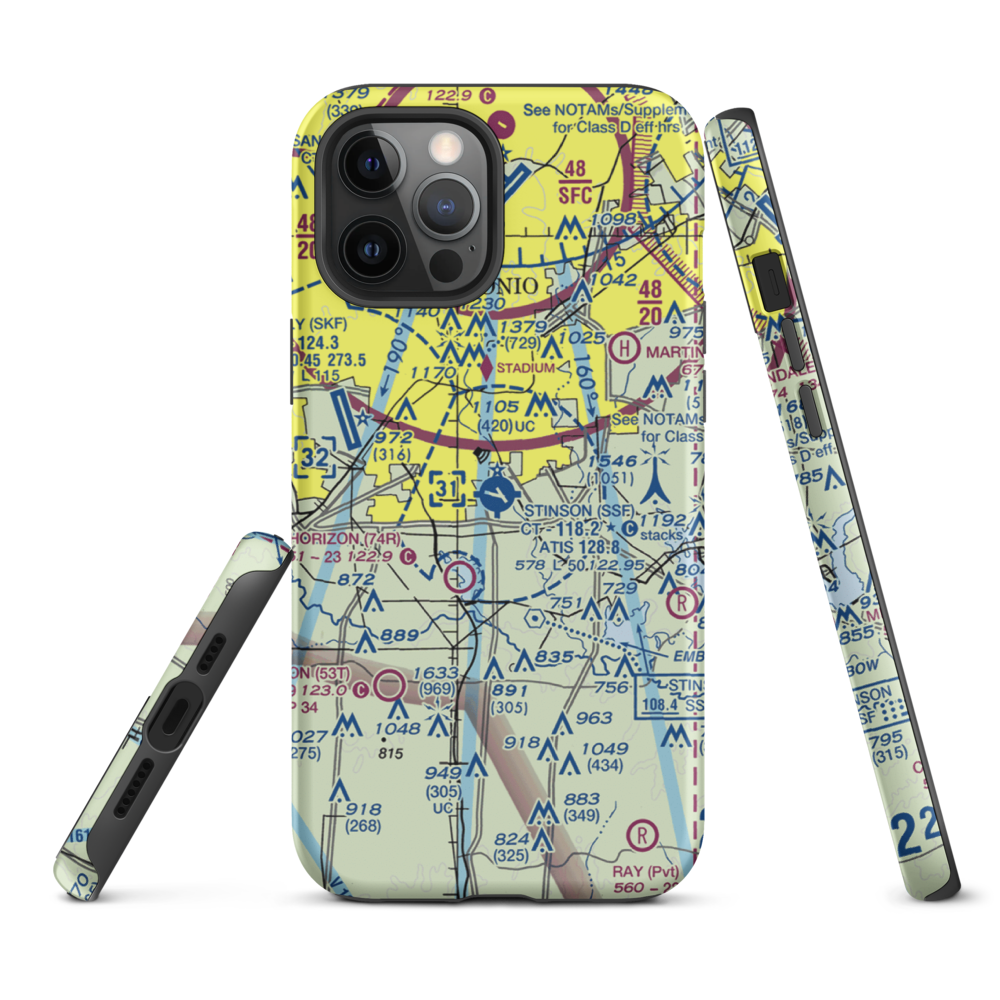 Stinson Municipal Airport (SSF) VFR Sectional  Tough iPhone Case iPhone 12 Pro Max model shown