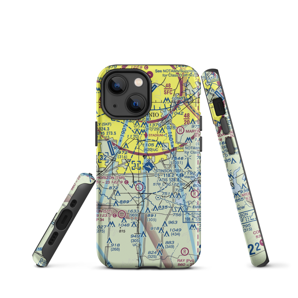 Stinson Municipal Airport (SSF) VFR Sectional  Tough iPhone Case iPhone 13 mini model shown
