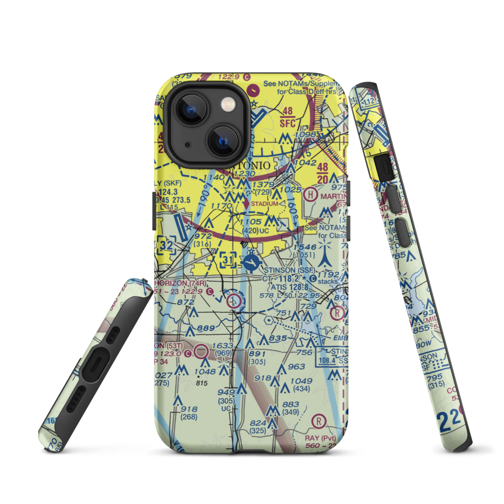 Stinson Municipal Airport (SSF) VFR Sectional  Tough iPhone Case iPhone 13 model shown