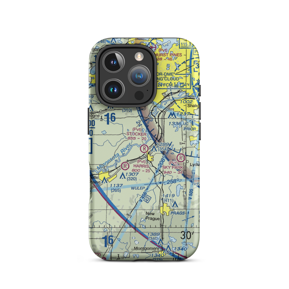 Stocker Private Airport (MN63) VFR Sectional  Tough iPhone Case iPhone 16 Pro model shown