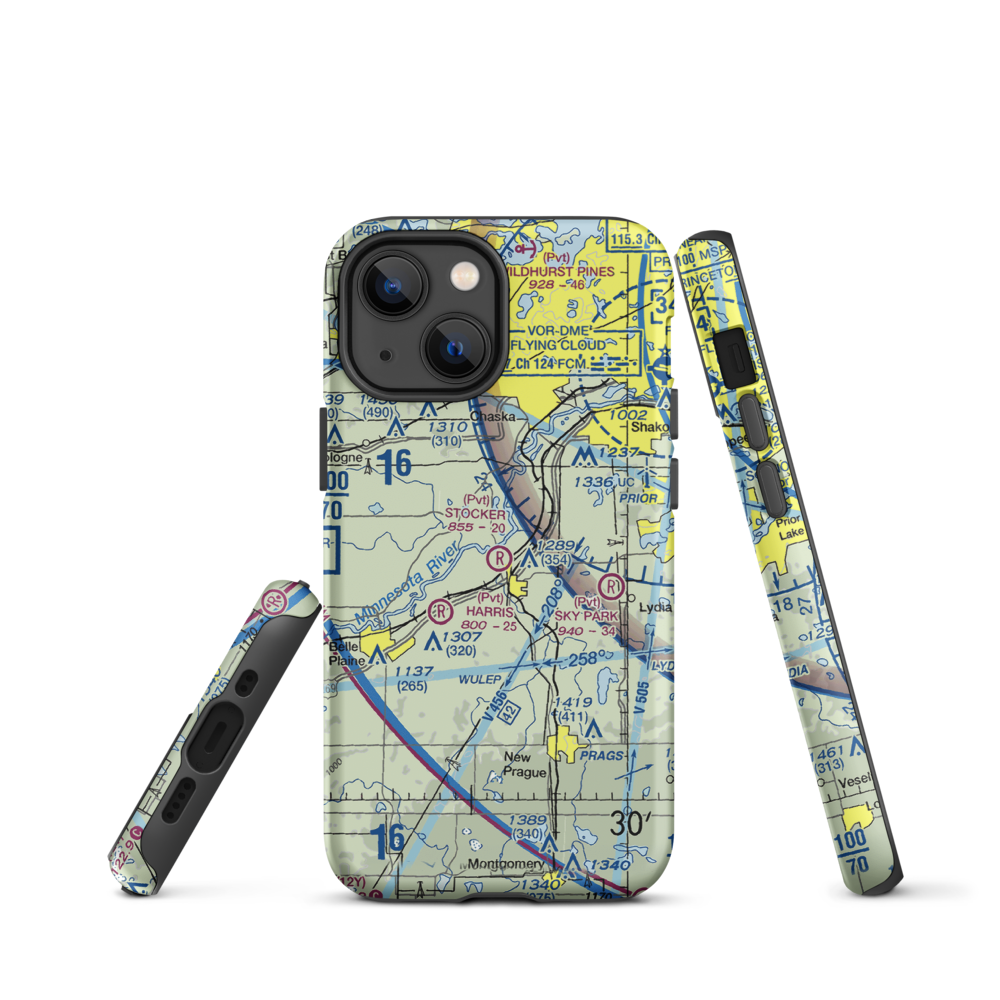 Stocker Private Airport (MN63) VFR Sectional  Tough iPhone Case iPhone 13 mini model shown