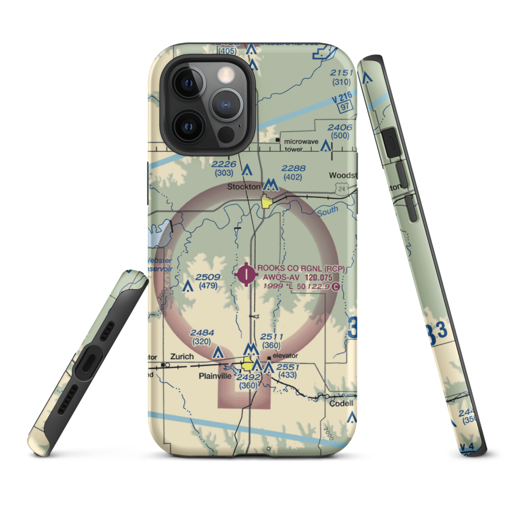 Stockton Municipal Airport (0S2) VFR Sectional  Tough iPhone Case iPhone 12 Pro Max model shown