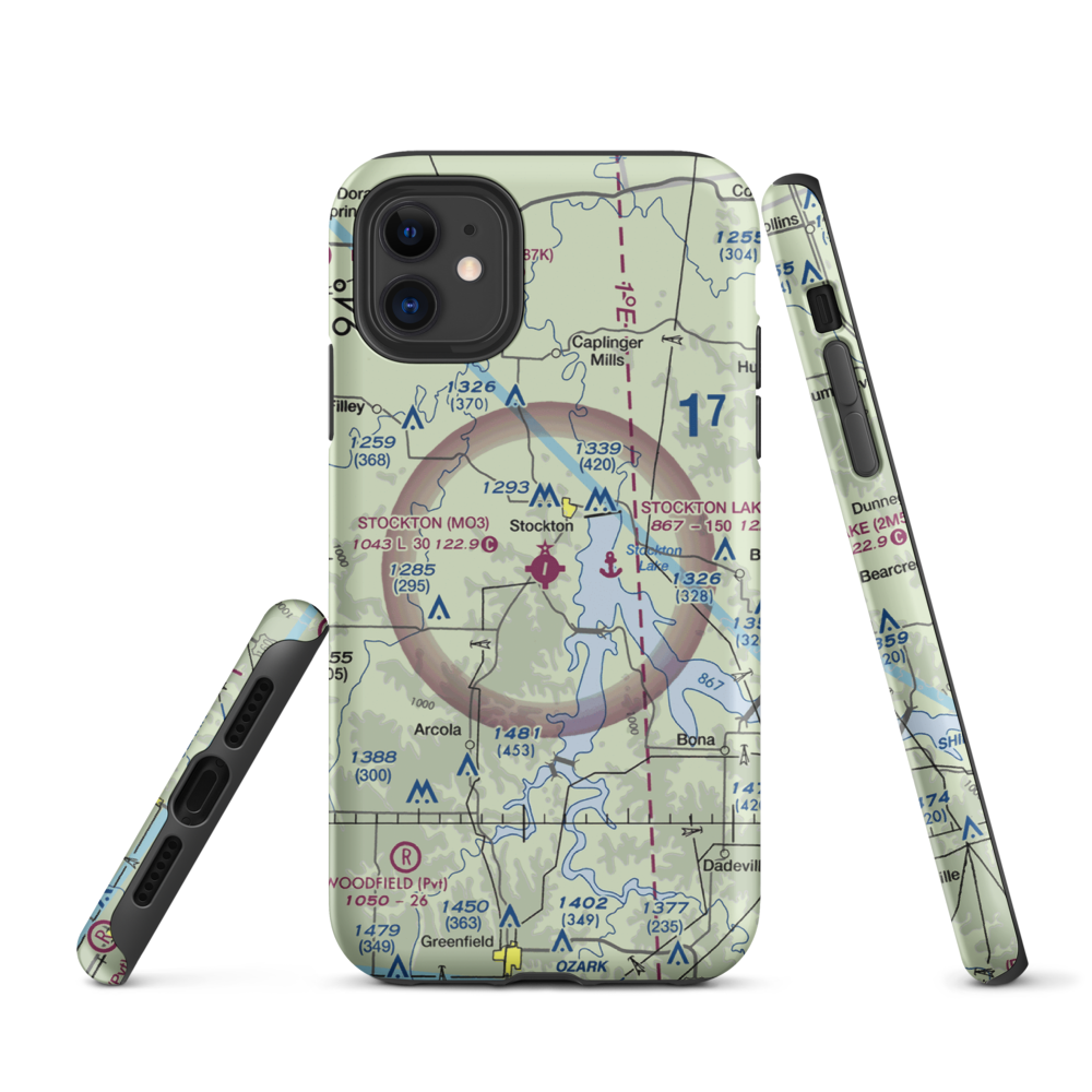 Stockton Municipal Airport (MO3) VFR Sectional  Tough iPhone Case iPhone 11 model shown