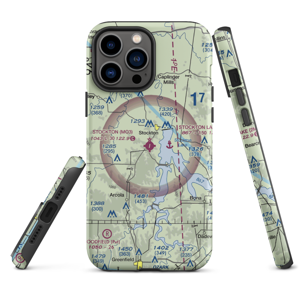Stockton Municipal Airport (MO3) VFR Sectional  Tough iPhone Case iPhone 13 Pro Max model shown