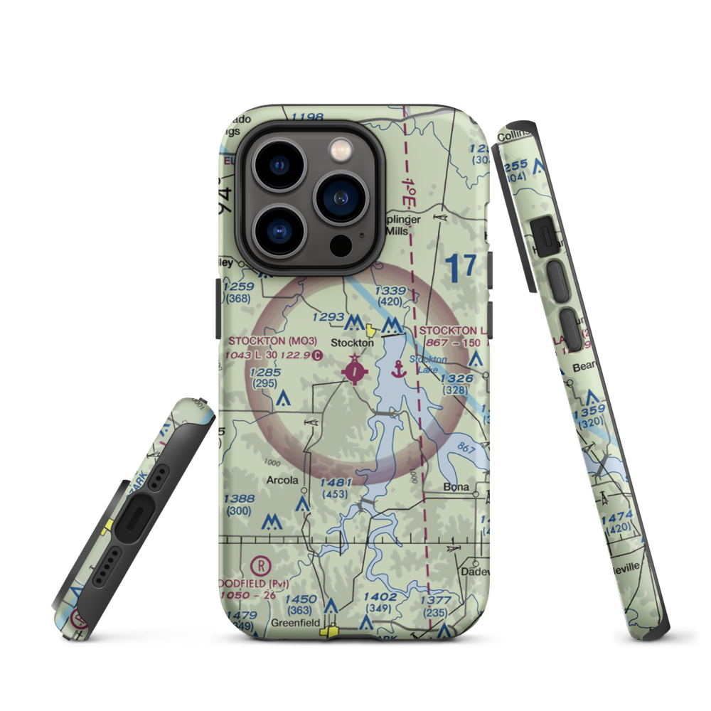 Stockton Municipal Airport (MO3) VFR Sectional  Tough iPhone Case iPhone 14 Pro model shown